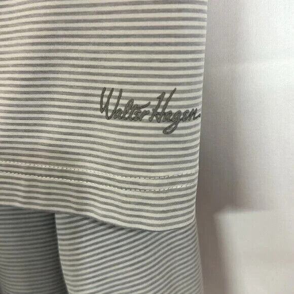 Walter Hagen 11 Majors Golf Polo Shirt Mens XL Gray Striped Performance Stretch - Picture 2 of 4